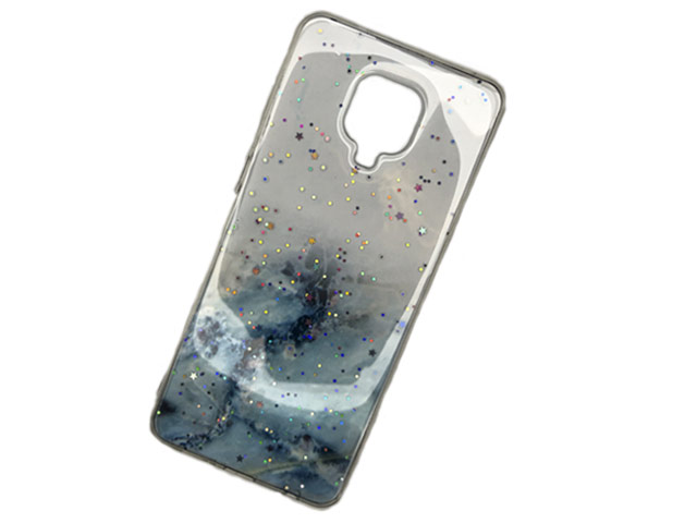 Чехол Yotrix GlitterFoil Case для Xiaomi Redmi Note 9 pro (голубой, гелевый)