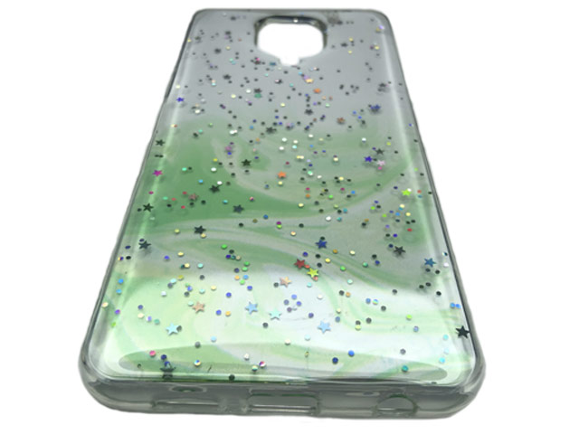 Чехол Yotrix GlitterFoil Case для Xiaomi Redmi Note 9S (зеленый, гелевый)