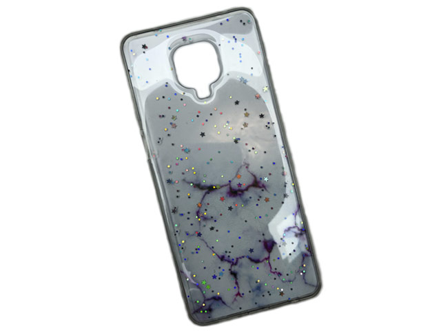 Чехол Yotrix GlitterFoil Case для Xiaomi Redmi Note 9S (фиолетовый, гелевый)