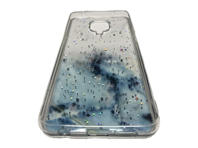 Чехол Yotrix GlitterFoil Case для Xiaomi Redmi Note 9S (голубой, гелевый)