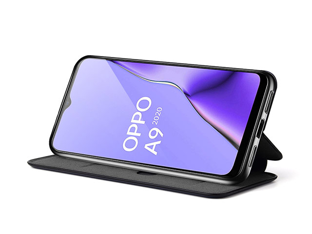 Чехол Yotrix FolioCase Plain для Oppo A9 2020 (черный, кожаный)