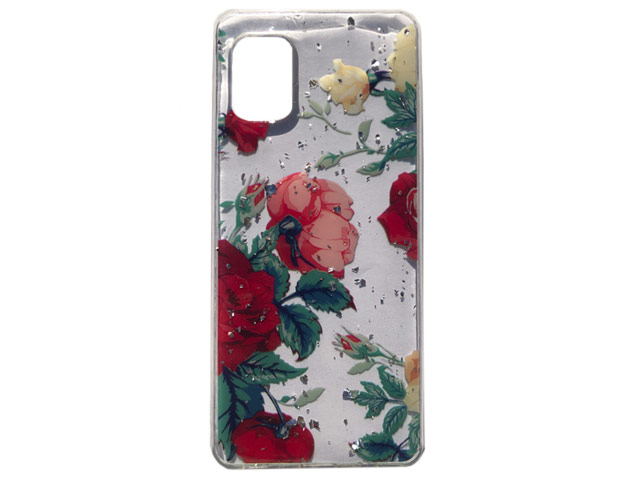 Чехол Yotrix GlitterFoil Case для Samsung Galaxy A31 (Flowers Red, гелевый)