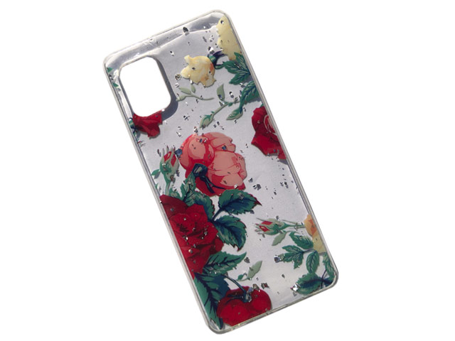 Чехол Yotrix GlitterFoil Case для Samsung Galaxy A31 (Flowers Red, гелевый)