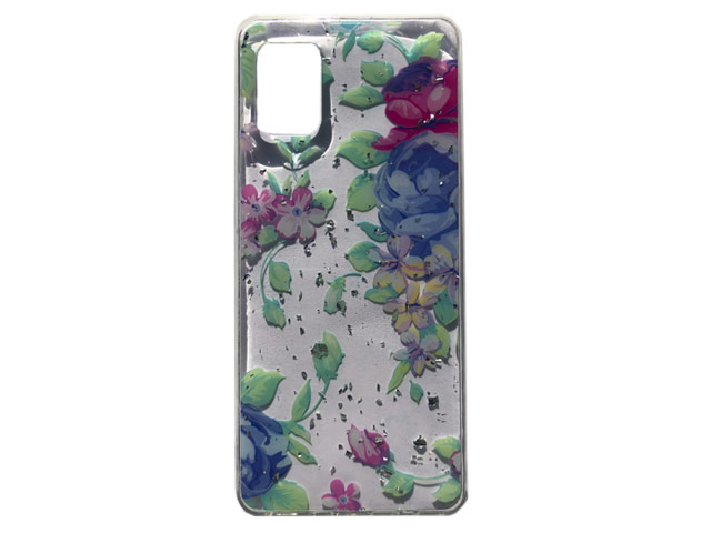 Чехол Yotrix GlitterFoil Case для Samsung Galaxy A31 (Flowers Mint, гелевый)