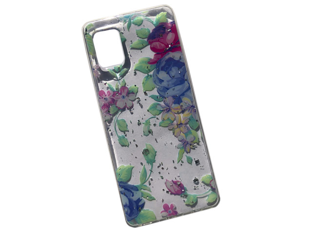 Чехол Yotrix GlitterFoil Case для Samsung Galaxy A31 (Flowers Mint, гелевый)