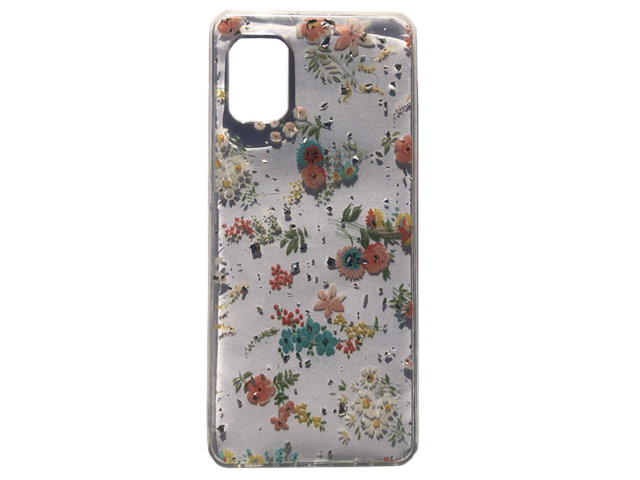 Чехол Yotrix GlitterFoil Case для Samsung Galaxy A31 (Flowers Pink, гелевый)