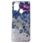 Чехол Yotrix GlitterFoil Case для Samsung Galaxy A21s (Flowers Blue, гелевый)