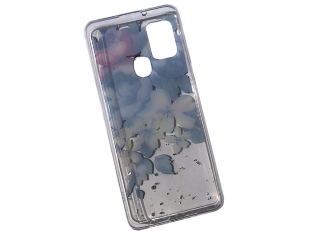 Чехол Yotrix GlitterFoil Case для Samsung Galaxy A21s (Flowers Mint, гелевый)
