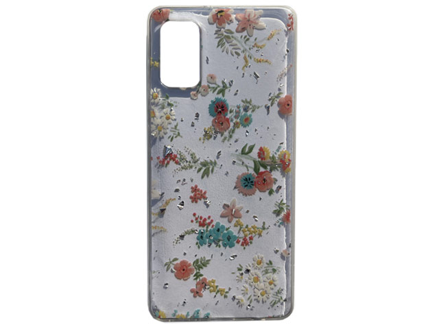 Чехол Yotrix GlitterFoil Case для Samsung Galaxy A51 (Flowers Pink, гелевый)
