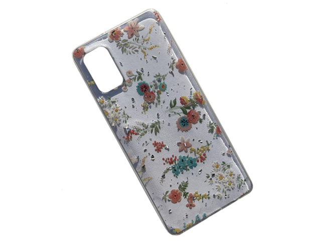 Чехол Yotrix GlitterFoil Case для Samsung Galaxy A41 (Flowers Pink, гелевый)