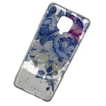 Чехол Yotrix GlitterFoil Case для Xiaomi Redmi Note 9S (Flowers Blue, гелевый)