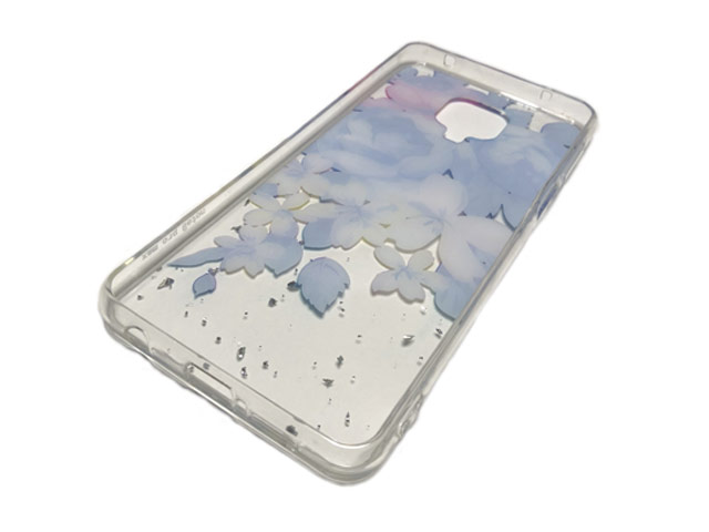 Чехол Yotrix GlitterFoil Case для Xiaomi Redmi Note 9S (Flowers Blue, гелевый)