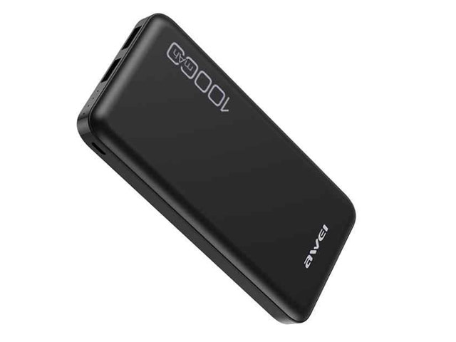 Внешняя батарея Awei Mini Portable Power Bank универсальная (10000 mAh, черный, 2xUSB)