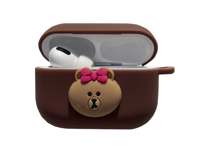 Чехол Synapse Сartoons Case для Apple AirPods pro (Cartoon Bear Brown, силиконовый)
