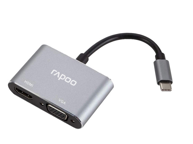 Адаптер Rapoo Multifunctional Adapter XD10V универсальный (USB Type C, HDMI, VGA, темно-серый)