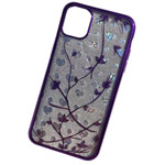 Чехол Yotrix GlitterSoft Leafs для Apple iPhone 11 pro max (фиолетовый, гелевый)