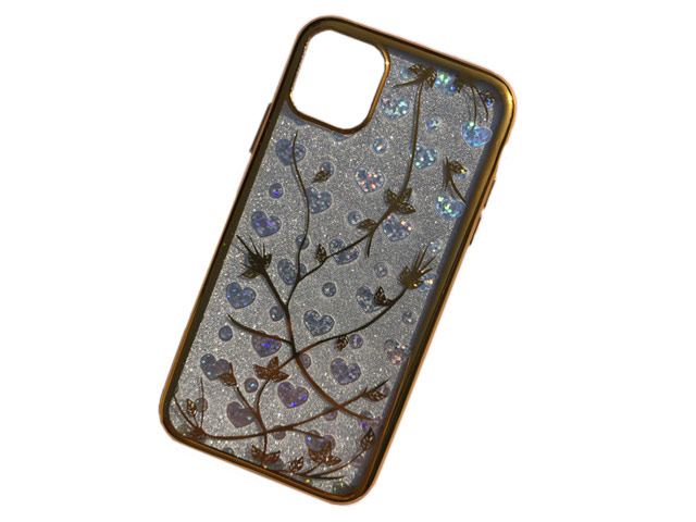 Чехол Yotrix GlitterSoft Leafs для Apple iPhone 11 pro max (золотистый, гелевый)