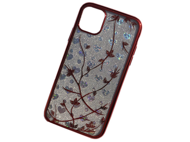 Чехол Yotrix GlitterSoft Leafs для Apple iPhone 11 pro max (красный, гелевый)