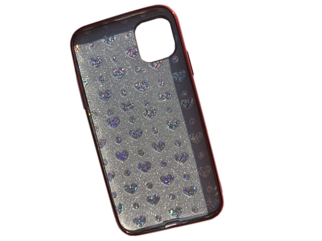 Чехол Yotrix GlitterSoft Leafs для Apple iPhone 11 pro max (красный, гелевый)