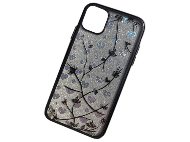 Чехол Yotrix GlitterSoft Leafs для Apple iPhone 11 (черный, гелевый)