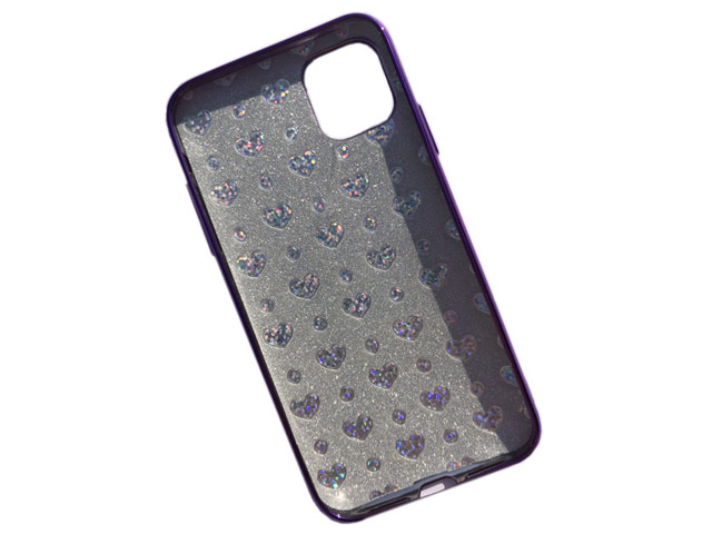 Чехол Yotrix GlitterSoft Leafs для Apple iPhone 11 (фиолетовый, гелевый)