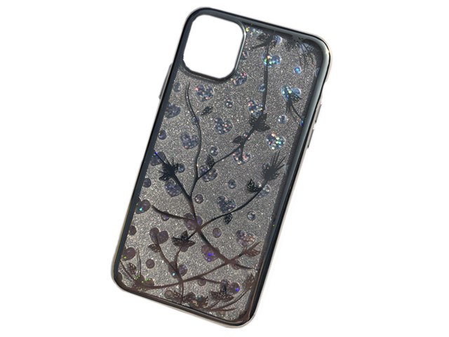 Чехол Yotrix GlitterSoft Leafs для Apple iPhone 11 (серебристый, гелевый)