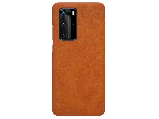 Чехол Nillkin Qin leather case для Huawei P40 pro (коричневый, кожаный)