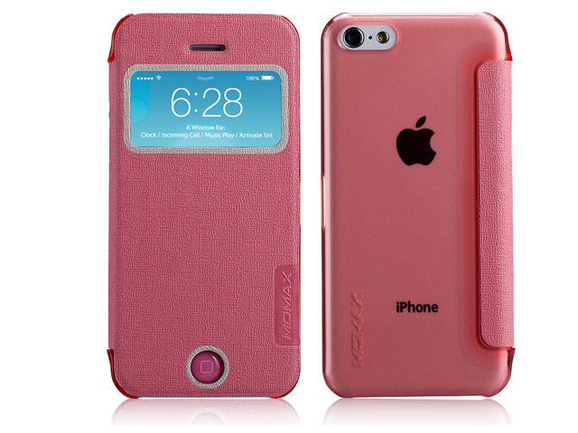 Чехол Momax Flip View для Apple iPhone 5C (розовый, кожанный)