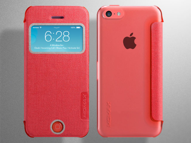 Чехол Momax Flip View для Apple iPhone 5C (розовый, кожанный)