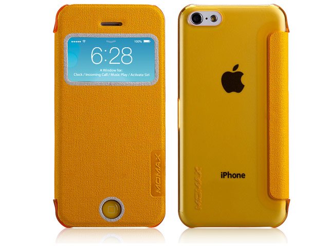Чехол Momax Flip View для Apple iPhone 5C (желтый, кожанный)