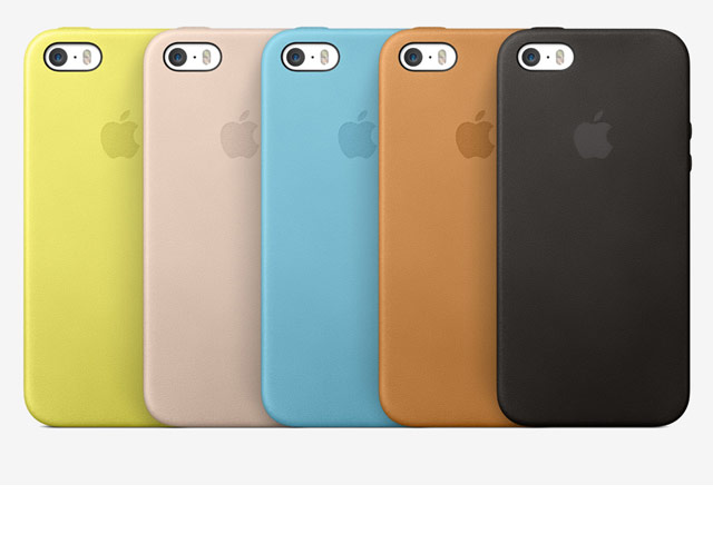 Чехол Apple iPhone 5S case (желтый, кожанный)