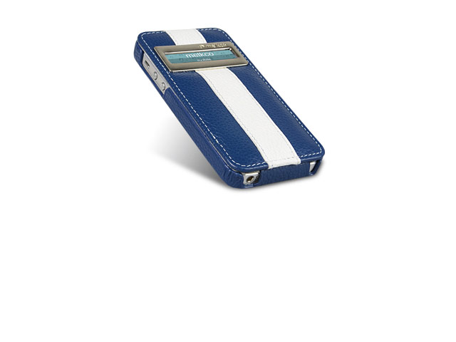 Чехол Melkco Jacka ID Type Case для Apple iPhone 5/5S (синий/белый, кожанный)