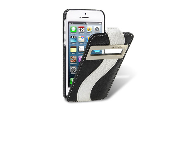 Чехол Melkco Jacka ID Type Case для Apple iPhone 5/5S (черный/белый, кожанный)