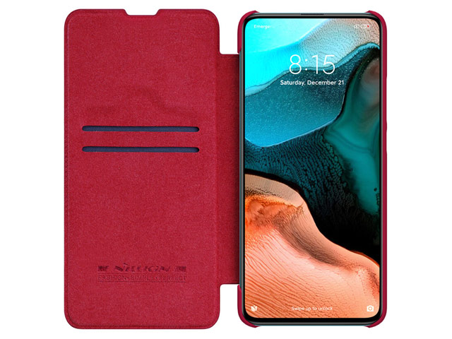 Чехол Nillkin Qin leather case для Xiaomi Poco F2 pro (красный, кожаный)