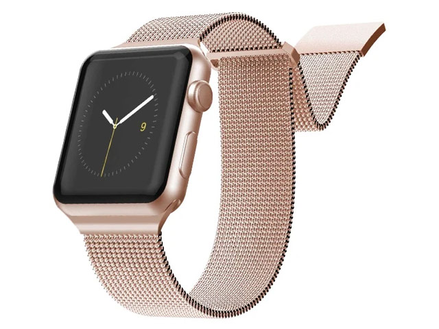 Ремешок для часов X-Doria Mesh Double Band для Apple Watch (42/44 мм, розово-золотистый, стальной)