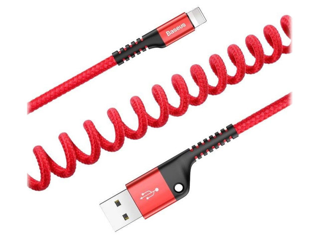 USB-кабель Baseus Fish Eye Spring Cable (Lightning, красный, 1 м)