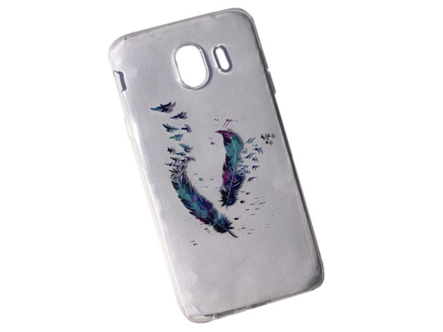 Чехол Yotrix ArtCase для Samsung Galaxy J4 (Feathers, гелевый)