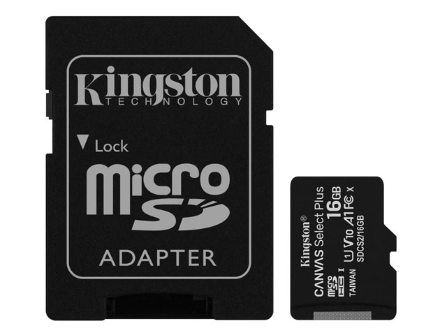 Флеш-карта Kingston Canvas Select Plus microSD (16Gb, microSD, Class 10 UHS-I, SD-адаптер)