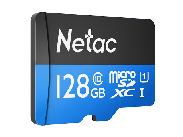 Флеш-карта Netac Memory Card microSD (128Gb, microSD, Class 10 U1, SD-адаптер)