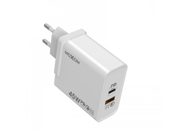 Зарядное устройство Moxom Fast Charger HC29 универсальное (сетевое, 45W, PD 3.0, QC 3.0, USB-C/USB, белое)