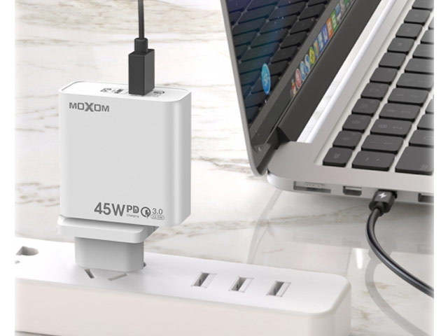 Зарядное устройство Moxom Fast Charger HC29 универсальное (сетевое, 45W, PD 3.0, QC 3.0, USB-C/USB, белое)