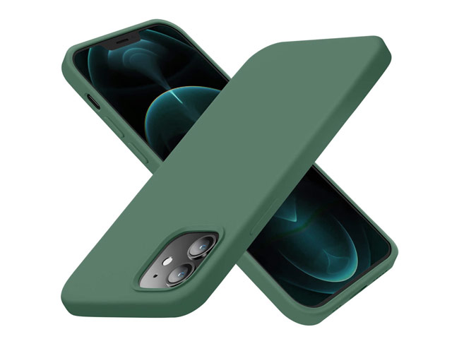 Чехол Yotrix LiquidSilicone для Apple iPhone 12 mini (темно-зеленый, гелевый)