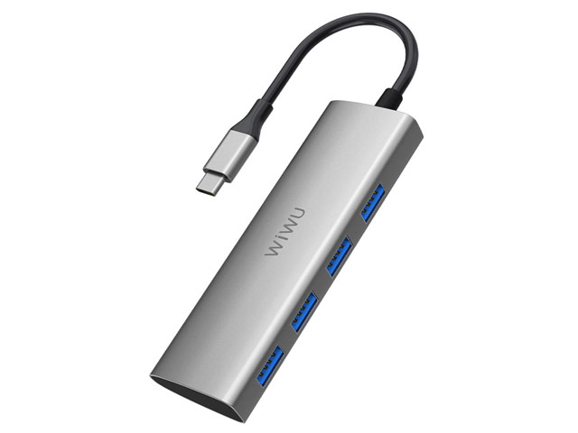 USB-хаб WIWU Alpha Hub 4-in-1 A440 универсальный (USB-C, 4 x USB 3.0, серый)