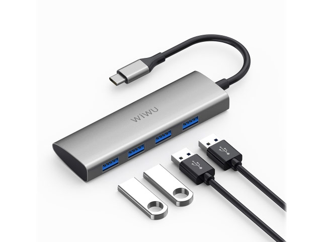 USB-хаб WIWU Alpha Hub 4-in-1 A440 универсальный (USB-C, 4 x USB 3.0, серый)