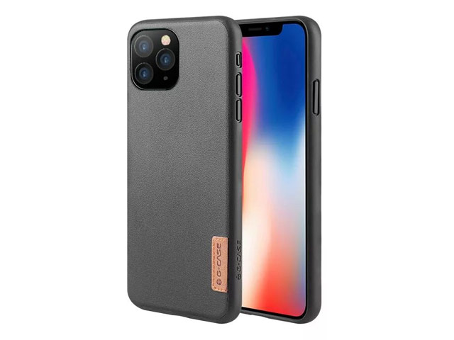 Чехол G-Case Dark Series для Apple iPhone 12 pro max (Black Leather, кожаный)