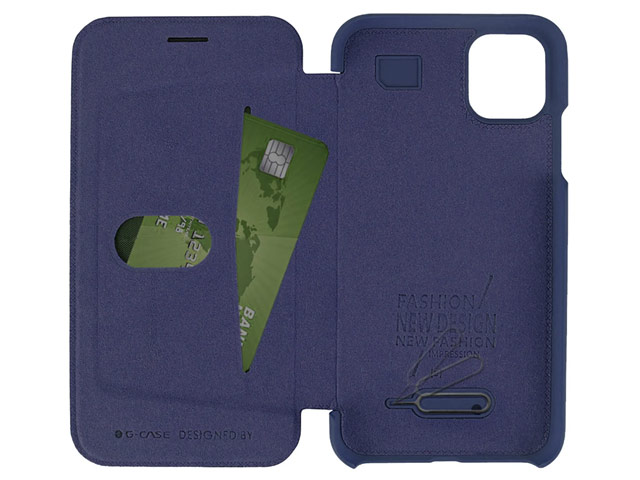 Чехол G-Case Business Series для Apple iPhone 12 mini (темно-синий, кожаный)