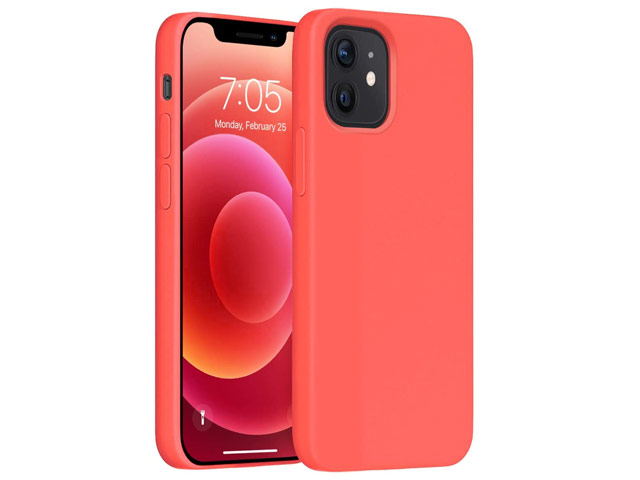 Чехол Yotrix LiquidSilicone для Apple iPhone 12 mini (коралловый, гелевый)