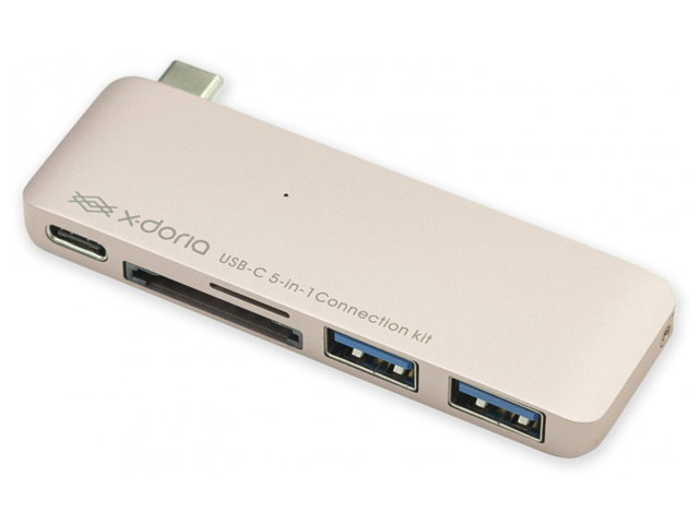 Адаптер X-Doria Core Type-C Hub универсальный (USB Type C, 2 x USB 3.0, SD/TF, розово-золотистый)