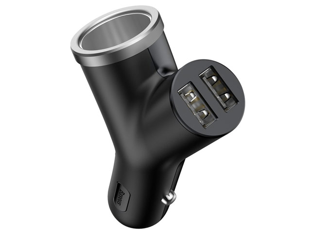 Зарядное устройство Baseus Y-Type Car Charger универсальное (автомобильное, 3.4A, 2 x USB, черное)