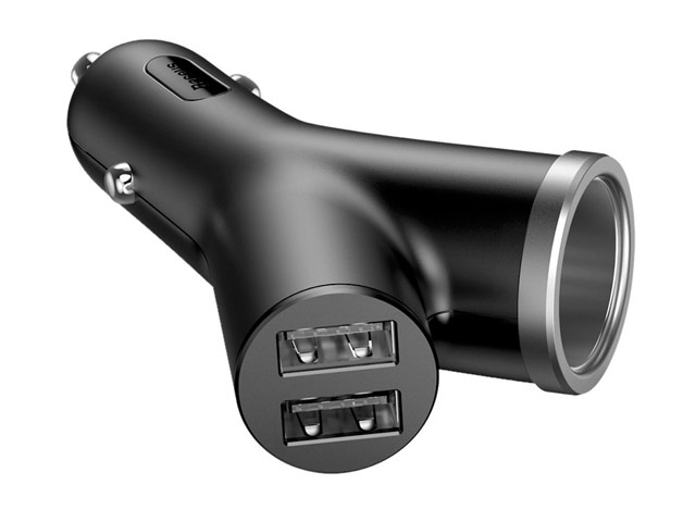Зарядное устройство Baseus Y-Type Car Charger универсальное (автомобильное, 3.4A, 2 x USB, черное)